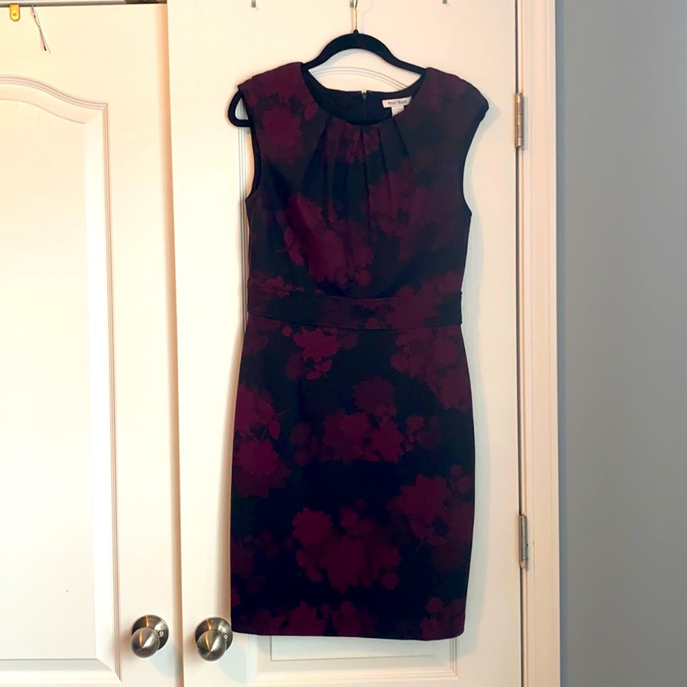 WHBM Floral Black and Maroon Dress